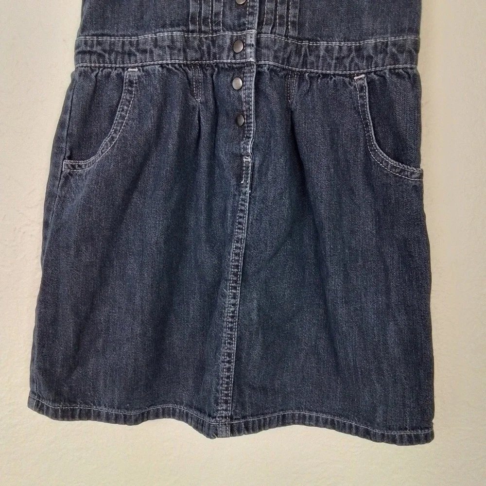 Old Navy Girls 4T Denim Dress‎ Sleeveless Snap Front Blue Cotton Pinafore Style